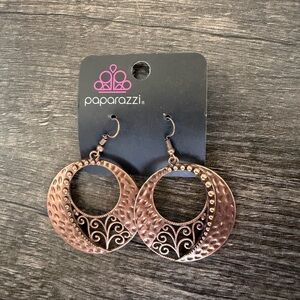 Paparazzi Accessories Excursionist Copper Textured Dangle Earrings